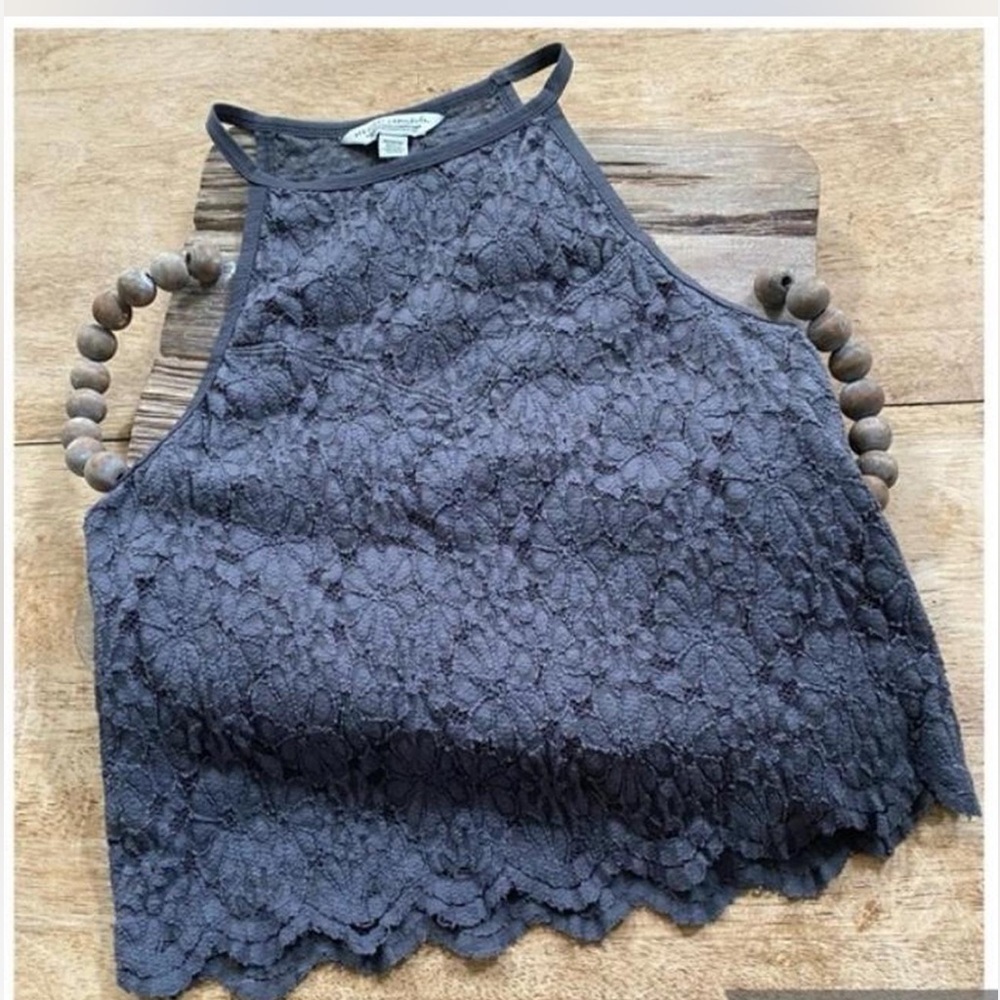 American Eagle Outfitters Lace Tank Top in Dark Blue Grey